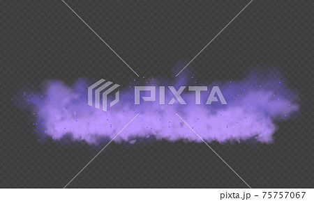 Purple fog or smoke.Purple dust with particles. Violet smoke or dust isolated on transparent background. Abstract mystical gas. Vector illustration. 75757067