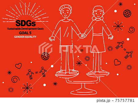 Sdgs Goal5のための指定色シンプル線画 英語 のイラスト素材