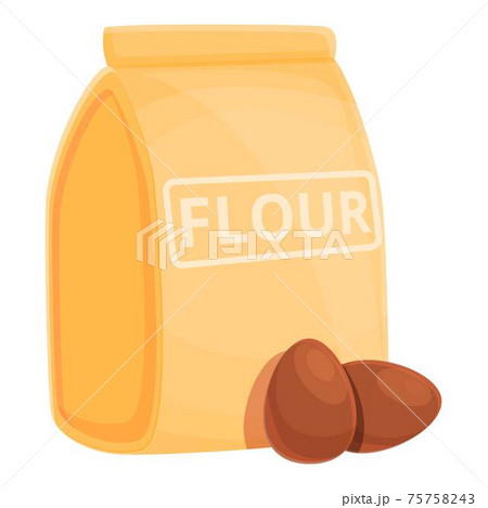 Dough flour package icon, cartoon style Dough flour package icon, cartoon style 75758243