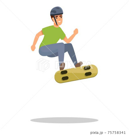 Freestyle sport skateboarding icon, cartoon style 75758341