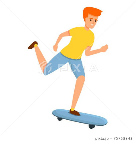 Fast Boy Skateboarding Icon Cartoon Styleのイラスト素材