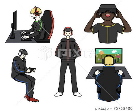 ゲーマー 男性 ユニフォームver 4のイラスト素材