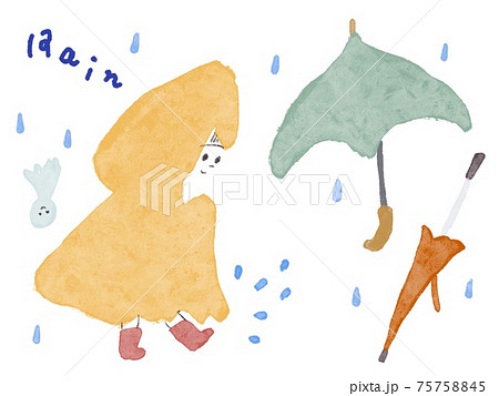 雨の日の子供イラスト 75758845