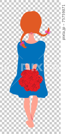 Back view of a girl holding a bouquet of gifts Back view of a girl holding a bouquet of gifts 75759871