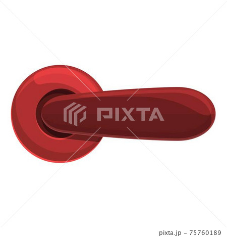 Red door handle icon, cartoon style 75760189