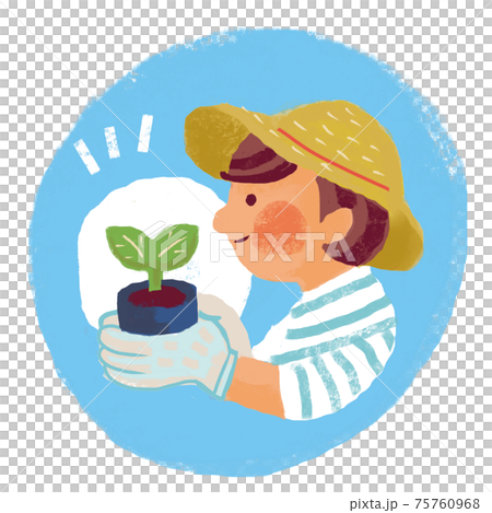 A woman looking at a sprouted plant 75760968
