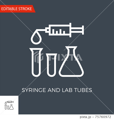 Syringe and Lab Tubes Vector Icon 75760972