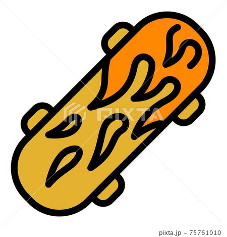 Fire flame skateboard icon, outline style Fire flame skateboard icon, outline style 75761010