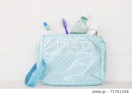 mouthwash and toothbrush for healthy care oral cavity in bag  75761568
