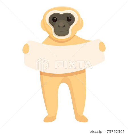 Gibbon banner icon, cartoon style Gibbon banner icon, cartoon style 75762505