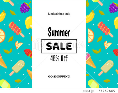 Summer sale banner poster with fruits and ice cream 75762865