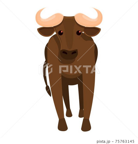 Front view wildebeest icon, cartoon style 75763145