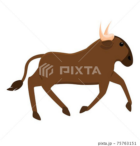 Running wildebeest icon, cartoon style 75763151
