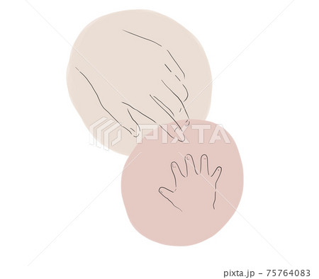 手を伸ばしあう親子のシンプル線画イラスト 75764083