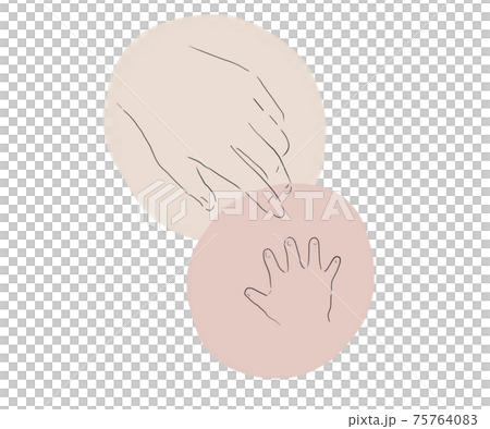 手を伸ばしあう親子のシンプル線画イラスト 75764083