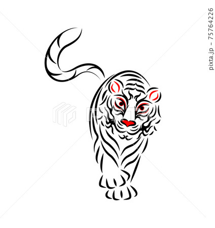 白虎 ホワイトタイガーのイラスト 日本の伝統芸能 歌舞伎の舞台メイク 隈取り デザイン ベクター 白虎 ホワイトタイガーのイラスト 日本の伝統芸能 歌舞伎の舞台メイク 隈取り デザイン ベクター 75764226