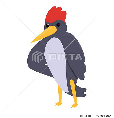 Serious woodpecker icon, cartoon style 75764362