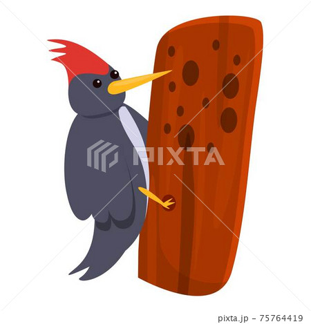 Woodpecker on tree icon, cartoon style - Stock Illustration [75764419] -  PIXTA