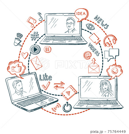 Social network communication. Share information between business people Social network communication. Share information between business people 75764449