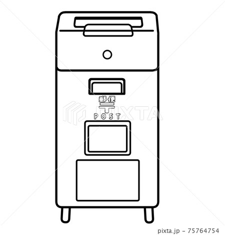 日本の差し出し口が1つの郵便ポストの線画 のイラスト素材