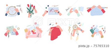 Workshop handcraft with various creative handmade crafts a vector illustrations. 75765310