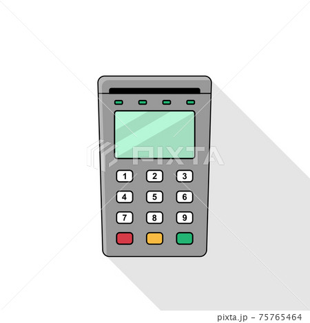 Vector illustration of a bank terminal in flat style. Isolated white background. 75765464