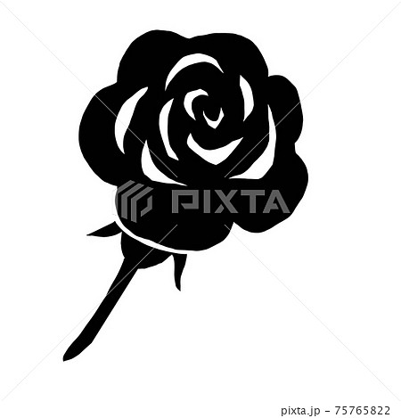 切り絵の薔薇の白黒イラストのイラスト素材