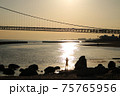 明石海峡大橋の夕日 75765956