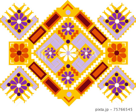 Traditional Ukrainian embroidery in yellow and purple tones. Traditional Ukrainian embroidery in yellow and purple tones. 75766545