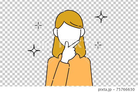 顔なしのポーズイラスト、女子学生の上半身、ナルシスト 75766630