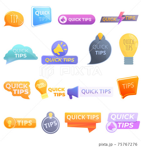 Tips icons set, cartoon style Tips icons set, cartoon style 75767276