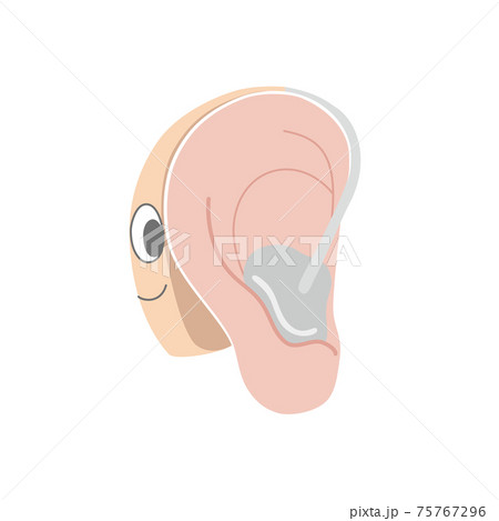 耳にかかった耳かけ補聴器のイラストのイラスト素材