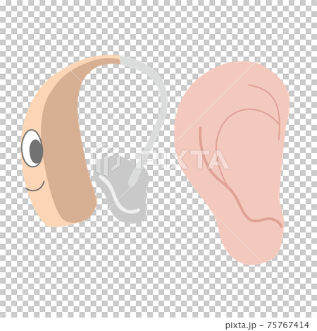 Illustration of ears and hearing aids Illustration of ears and hearing aids 75767414