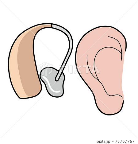 シンプルな耳と補聴器のイラスト 75767767