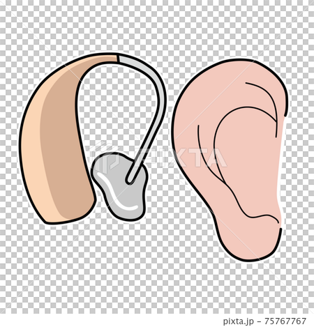 シンプルな耳と補聴器のイラスト 75767767