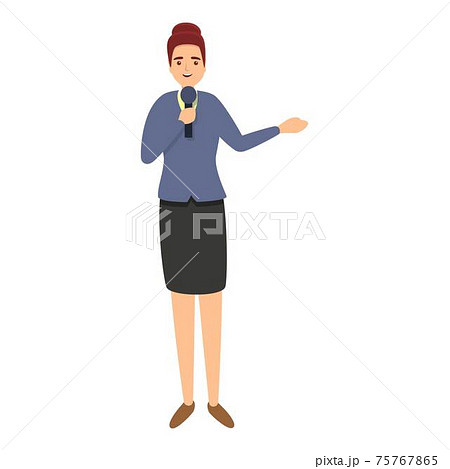 Woman reportage icon, cartoon style 75767865