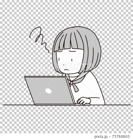 筆記本電腦和鮑勃女孩：困惑不解（遠程課程，在線課程，視頻電話） 75768603