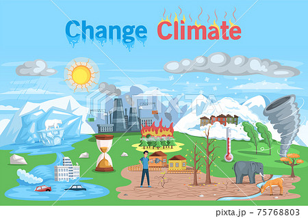 Temperature rising and animal extinction, climate change and danger for ecology. Natural disasters cataclysms 75768803
