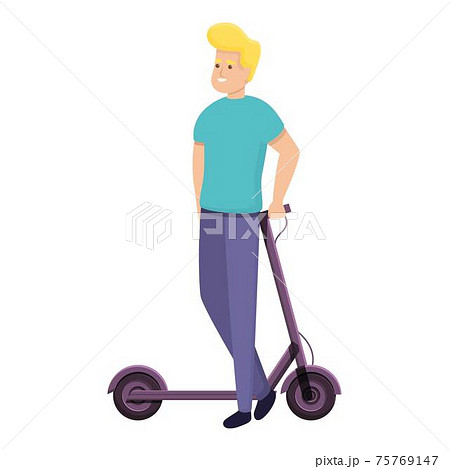 Blonde hair boy electric scooter icon, cartoon... - Stock Illustration  [75769147] - PIXTA