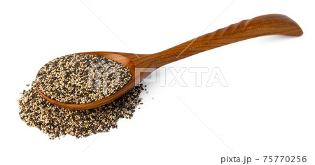 Spoom with chia seeds isolated on white Spoom with chia seeds isolated on white 75770256