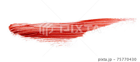 Stain swatch of a red matte lipstick on white background 75770430