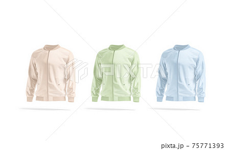 Blank colored bomber jacket mockup set, side view 75771393
