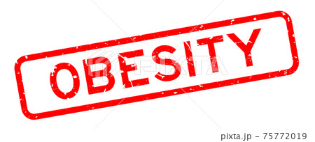 Grunge red obesity word square rubber seal stamp on white background 75772019