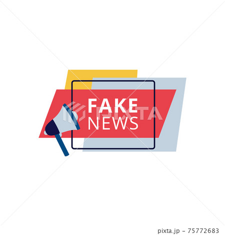 Banner with Fake News text and megaphone, flat vector illustration isolated. Banner with Fake News text and megaphone, flat vector illustration isolated. 75772683