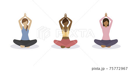yoga girl meditation and healthy lifestyle set 75772967