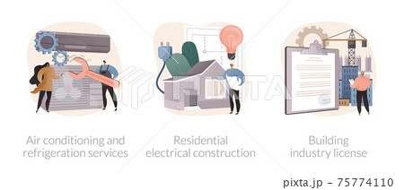 Builder contractor services abstract concept vector illustrations. 75774110