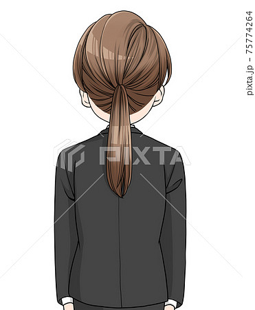 スーツを着た茶色い髪の女性の後ろ姿 のイラスト素材