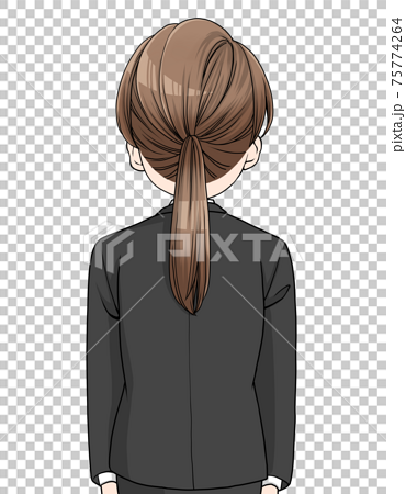 スーツを着た茶色い髪の女性の後ろ姿 のイラスト素材