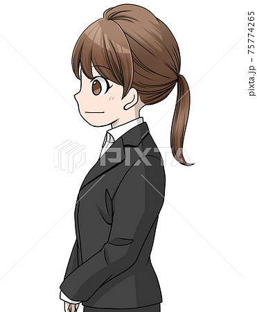Sideways Illustration Of A Brown Haired Woman Stock Illustration
