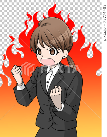 一個穿著棕色衣服的女人，熱情又燃燒 75774485